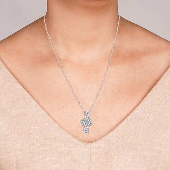 (G-H / I2-I3) Womens 1 CT. T.W. Lab Grown White Diamond Sterling Silver 18 Inch Pendant Necklace