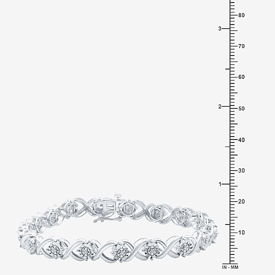 Womens 1/8 CT. T.W. Natural White Diamond Sterling Silver 8 1/4 Inch Tennis Bracelet