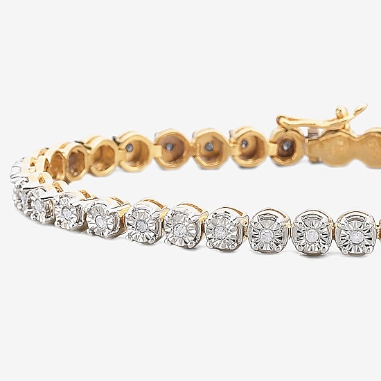 1/2 CT. T.W. Diamond 7 1/2 or 8 Inch Tennis Bracelet in 14K Gold Over Silver