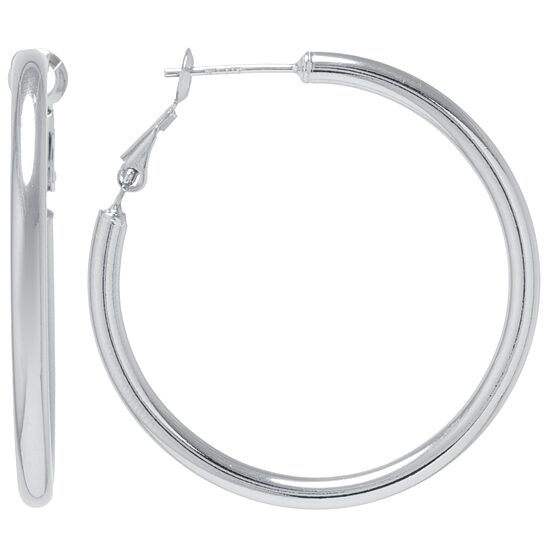 Silver Reflections Womens Hoop Earrings
