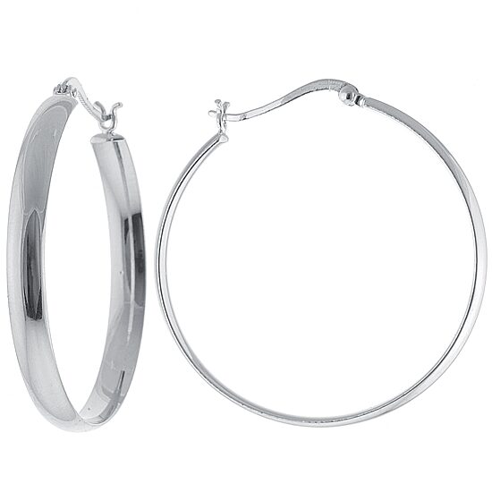 Silver Reflections Pure Silver Over Brass Hoop Earrings