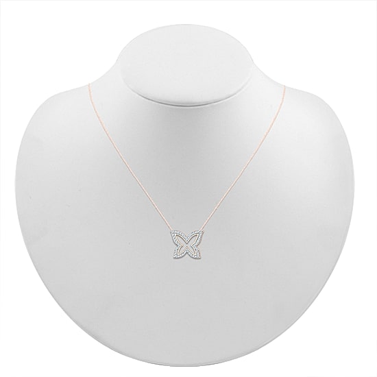 Womens 1/6 CT. T.W. Natural White Diamond 10K Gold Butterfly 18 Inch Pendant Necklace