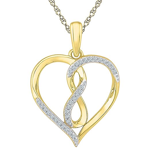 Womens 1/10 CT. T.W. Natural White Diamond 10K Gold Heart 18 Inch Pendant Necklace