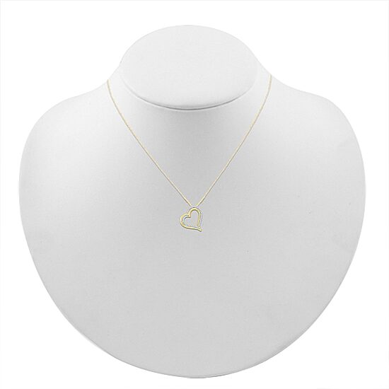 Womens 1/6 CT. T.W. Natural White Diamond 10K Gold Heart 18 Inch Pendant Necklace