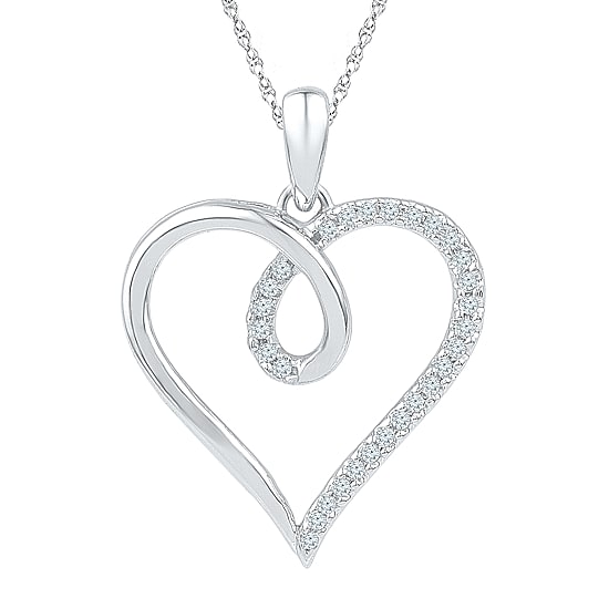 Womens 1/8 CT. T.W. Natural White Diamond 10K Gold Heart 18 Inch Pendant Necklace