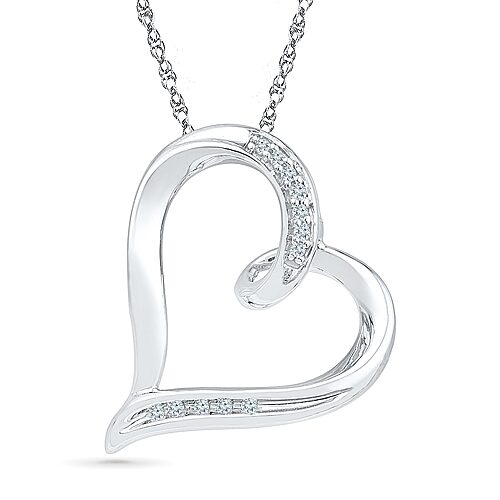 Womens Diamond Accent Natural White Diamond 10K Gold Heart 18 Inch Pendant Necklace, One Size
