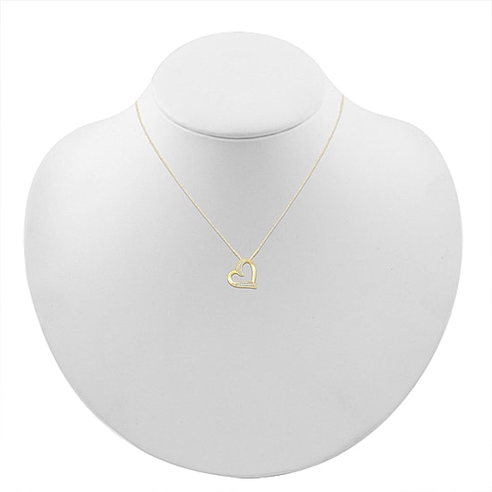 Womens Diamond Accent Natural White Diamond 10K Gold Heart 18 Inch Pendant Necklace