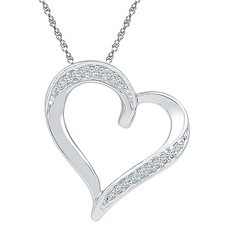 Womens Diamond Accent Natural White Diamond 10K Gold Heart 18 Inch Pendant Necklace, One Size