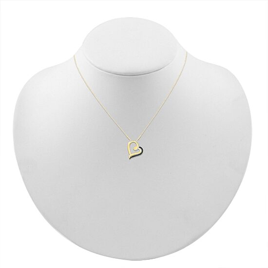 1/6 CT.T.W. Natural White and Color Enhanced Black Diamond 10K Yellow Gold Heart Pendant Necklace