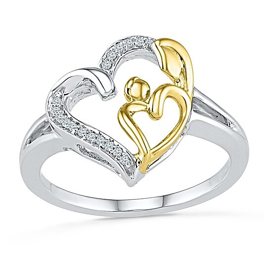 Womens Diamond Accent Natural White Diamond 10K Gold Over Silver Heart Cocktail Ring