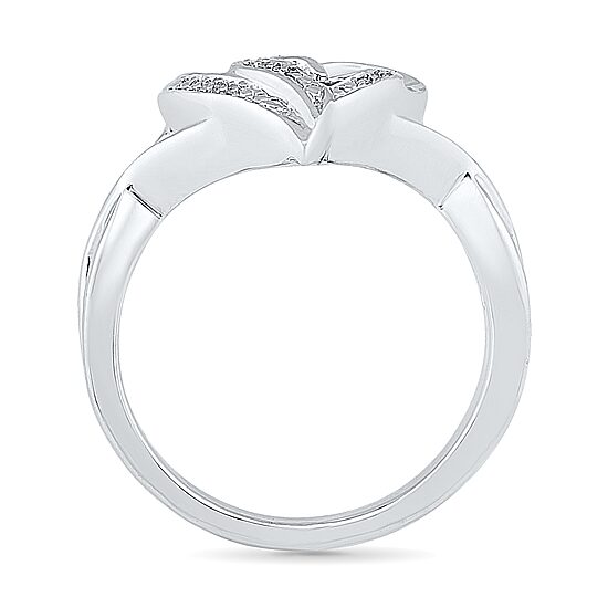 Womens Diamond Accent Natural White Diamond Sterling Silver Heart Cocktail Ring