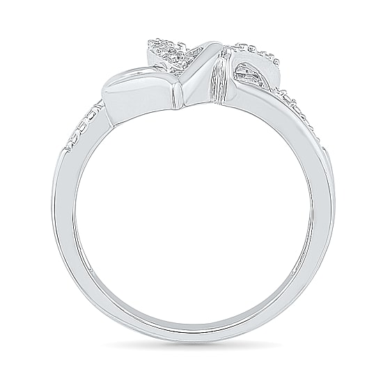 Womens Diamond Accent Natural White Diamond Sterling Silver Heart Cocktail Ring