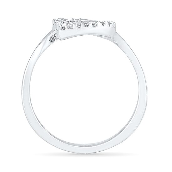 Womens Diamond Accent Natural White Diamond Sterling Silver Heart Cocktail Ring