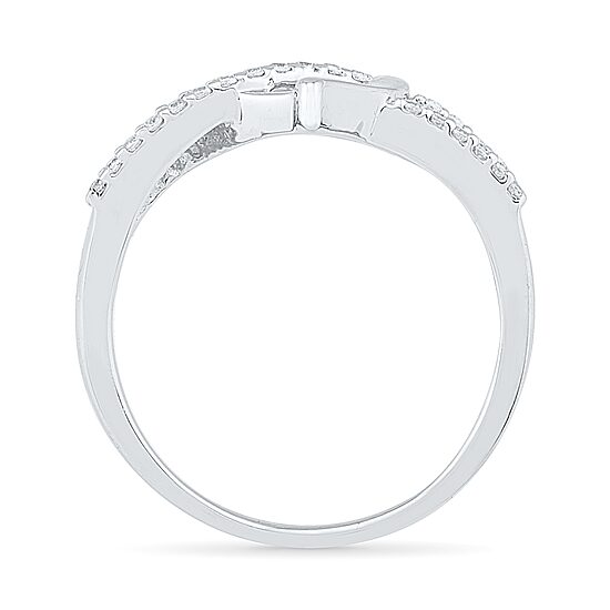 Womens 1/6 CT. T.W. Natural White Diamond Sterling Silver Heart Cocktail Ring