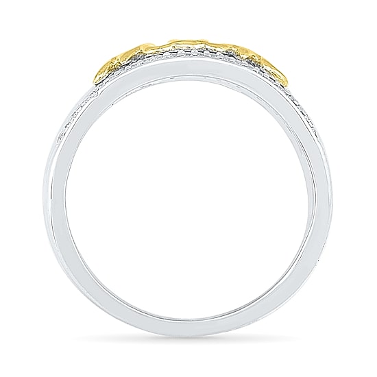 "Mom" Womens 2MM 1/6 CT. T.W. Natural White Diamond 10K Gold Over Silver Band