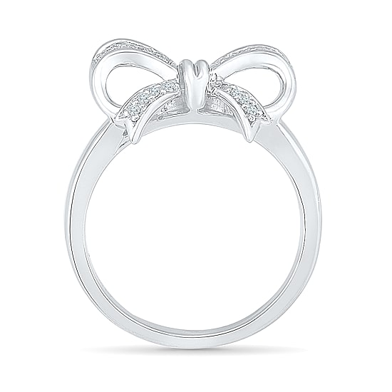 Womens 1/10 CT. T.W. Natural White Diamond Sterling Silver Cocktail Ring