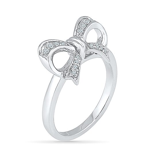 Womens 1/10 CT. T.W. Natural White Diamond Sterling Silver Cocktail Ring