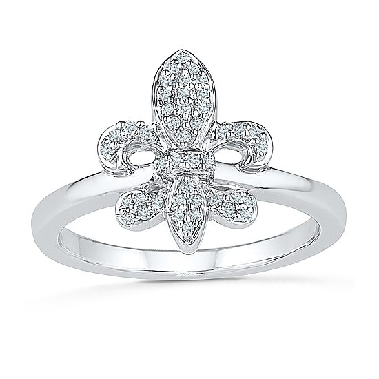Womens 1/6 CT. T.W. Natural White Diamond Sterling Silver Cocktail Ring