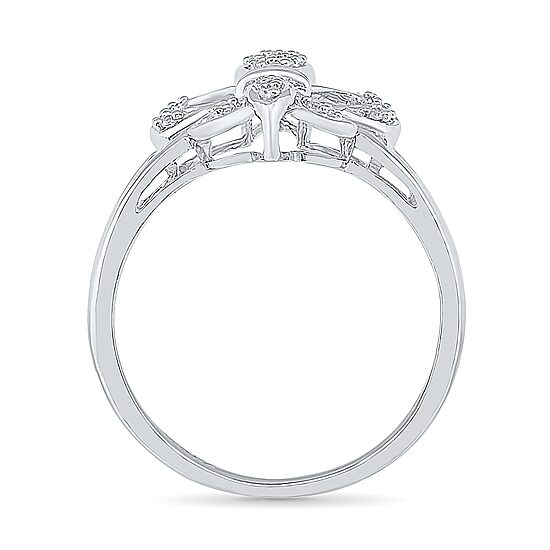 Womens 1/8 CT. T.W. Natural White Diamond Sterling Silver Fleur De Lis Cocktail Ring