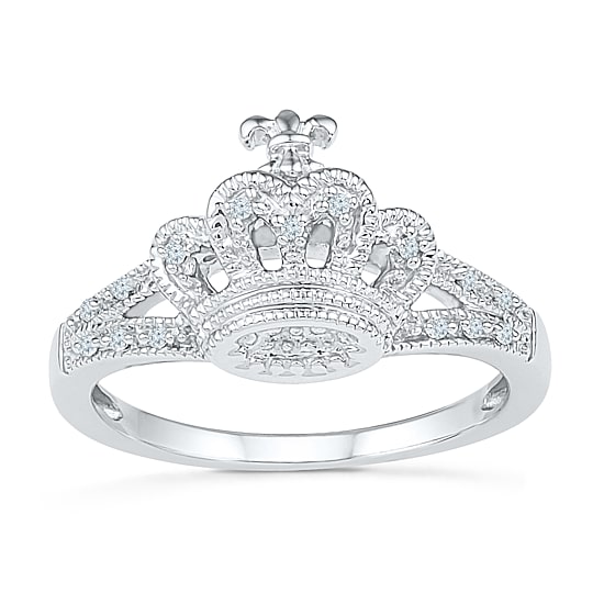Womens Diamond Accent Natural White Diamond Sterling Silver Cocktail Ring