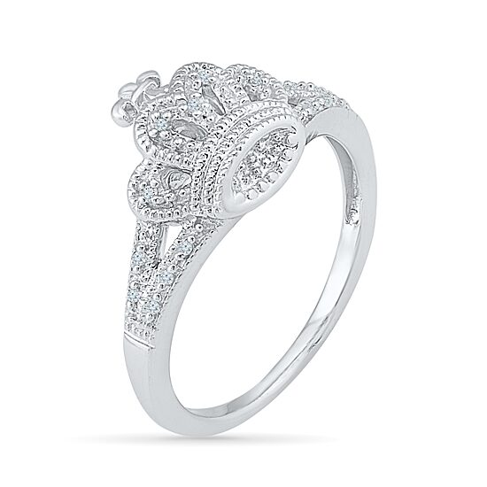 Womens Diamond Accent Natural White Diamond Sterling Silver Cocktail Ring