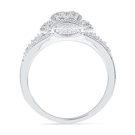 Womens Diamond Accent Natural White Diamond Sterling Silver Cocktail Ring