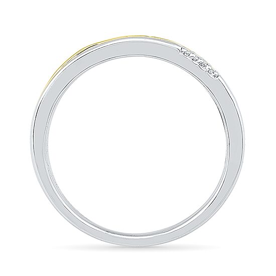 Womens 2MM Diamond Accent Natural White Diamond 10K Gold Over Silver Band