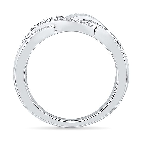 Womens Diamond Accent Natural White Diamond Sterling Silver Crossover Cocktail Ring
