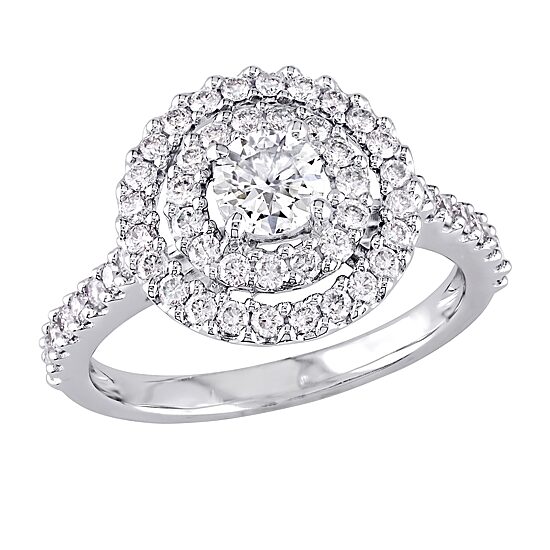 Womens 1 CT. T.W. Natural White Diamond 14K Gold Round Engagement Ring