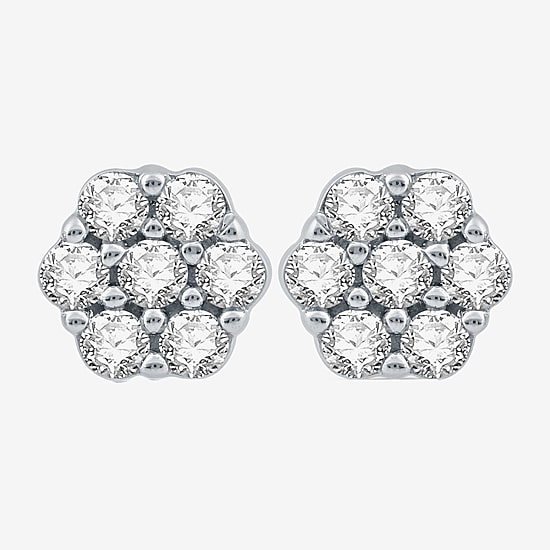 Diamond Blossom 1/2 Ct. T.W. 1/2 CT. T.W. Natural White Diamond 10K Gold 7.1mm Stud Earrings