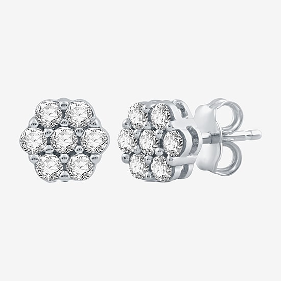 Diamond Blossom 1/2 Ct. T.W. 1/2 CT. T.W. Natural White Diamond 10K Gold 7.1mm Stud Earrings
