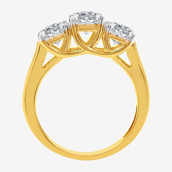 (G / SI1-SI2) Womens 2 1/4 CT. T.W. Lab Grown White Diamond 10K Gold Round 3-Stone Engagement Ring