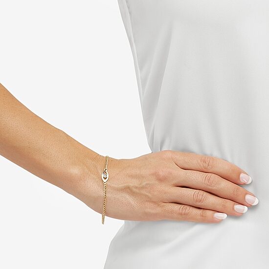 Womens 14K Gold Evil Eye Charm Bracelet
