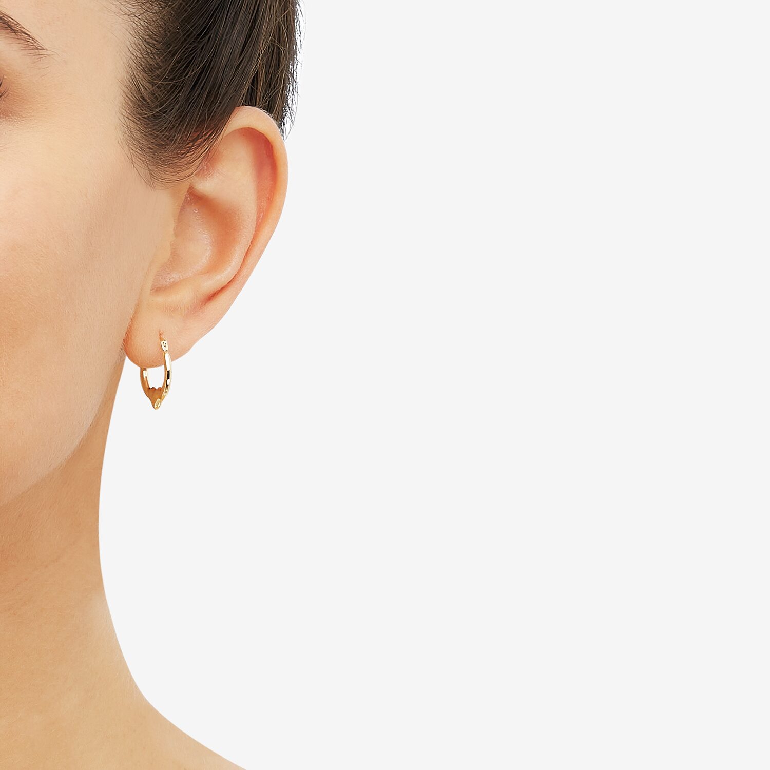 Womens 14K Gold 16.5mm Heart Hoop Earrings
