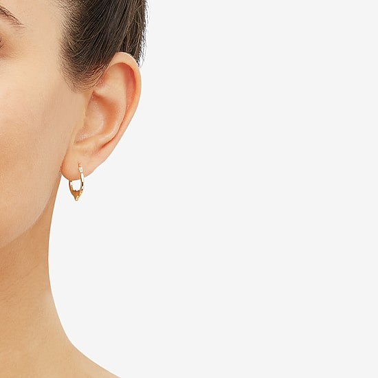 Womens 14K Gold 16.5mm Heart Hoop Earrings