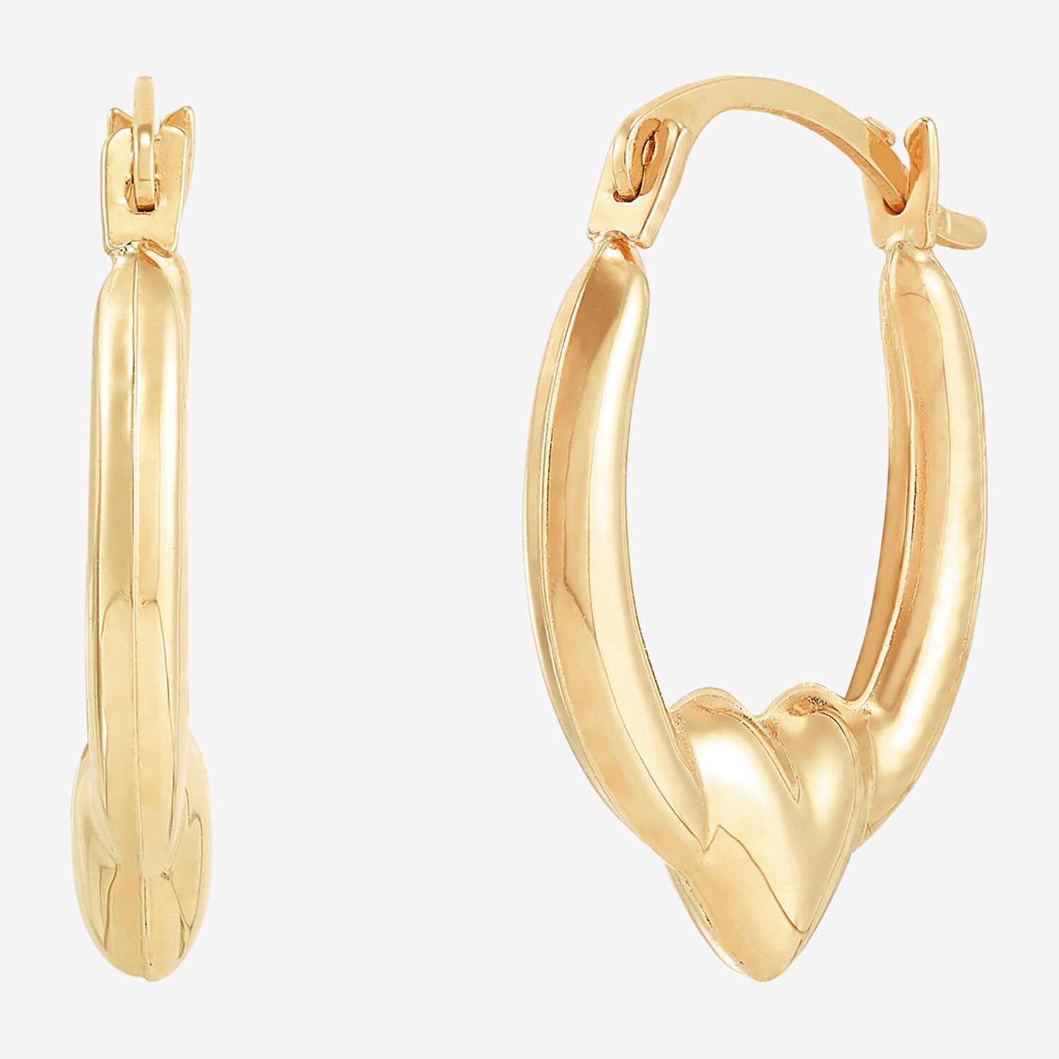 Womens 14K Gold 16.5mm Heart Hoop Earrings