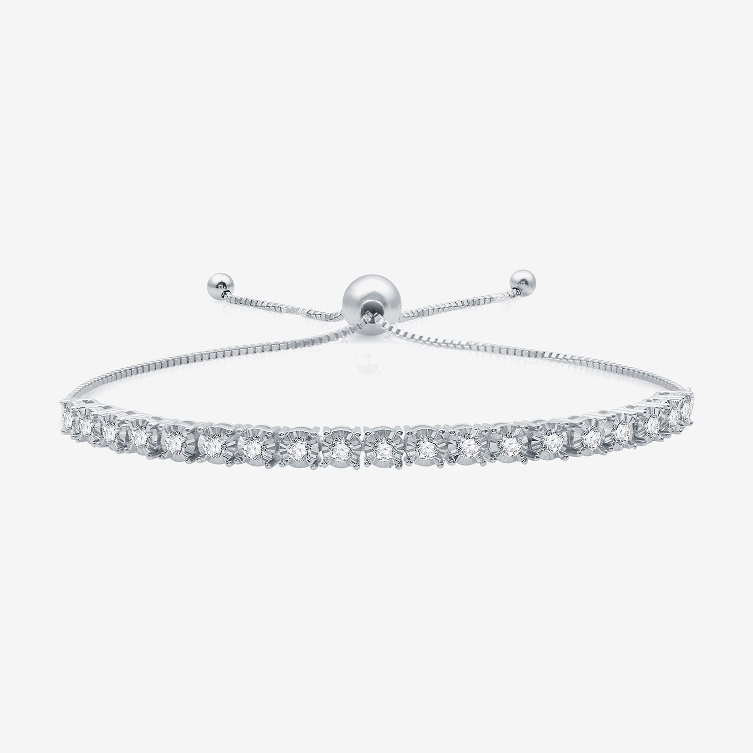 (G/ Si1-Si2) Womens 1 CT. T.W. Lab Grown Diamond Sterling Silver Bolo Bracelet
