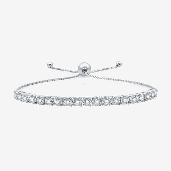 (G/ Si1-Si2) Womens 1 CT. T.W. Lab Grown Diamond Sterling Silver Bolo Bracelet