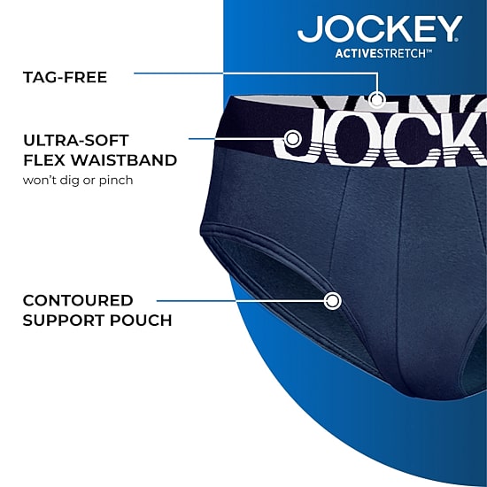 Jockey Active Stretch Mens 4 Pack Support Pouch Briefs 9129