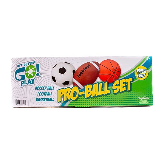 Toysmith Toysmith Get Outside Go Pro-Ball Set Pack Of 3 (5-Inch Soccer Ball6.5-Inch Football And 5-Inch Basketball) Outdoor Play Set