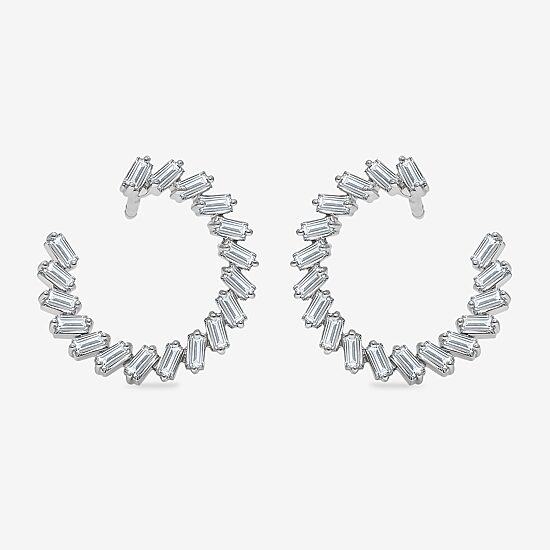 (I1/ I) Womens 1/2 CT. T.W. Lab Grown White Diamond Sterling Silver 14.7mm Circle Hoop Earrings