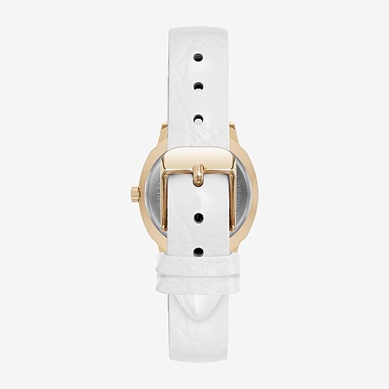 Armitron Womens White Leather Strap Watch 75-5977mpgpwt
