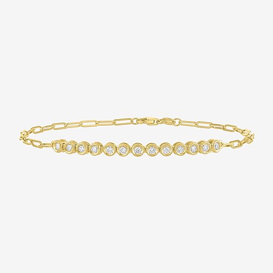 Diamond Addiction 1/3 Ct.T.W. (G-H, I1-I2) Lab-Grown Diamond Womens 10K Gold Paperclip Round Chain Bracelet
