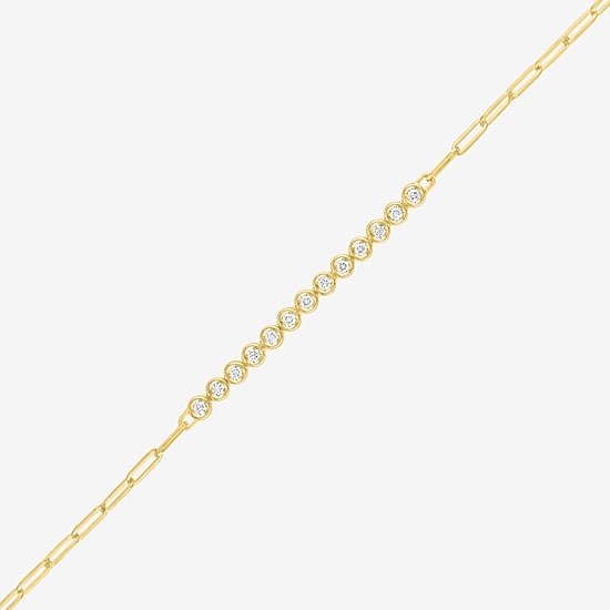 Diamond Addiction 1/3 Ct.T.W. (G-H, I1-I2) Lab-Grown Diamond Womens 10K Gold Paperclip Round Chain Bracelet
