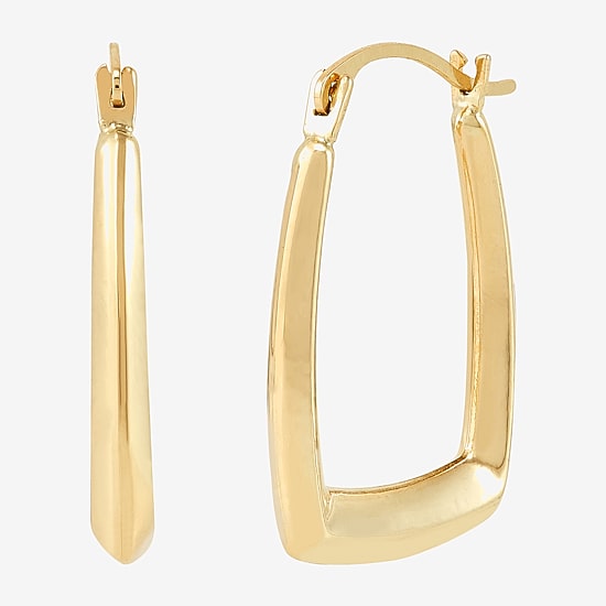 Womens 14K Gold 21.4mm Rectangular Hoop Earrings