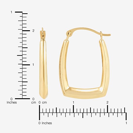 Womens 14K Gold 21.4mm Rectangular Hoop Earrings
