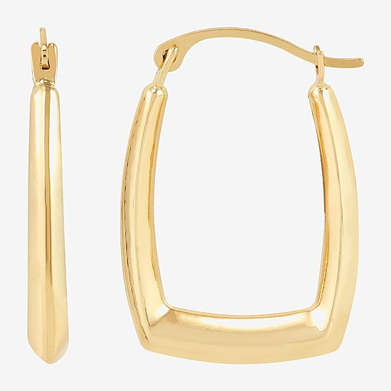 Womens 14K Gold 21.4mm Rectangular Hoop Earrings