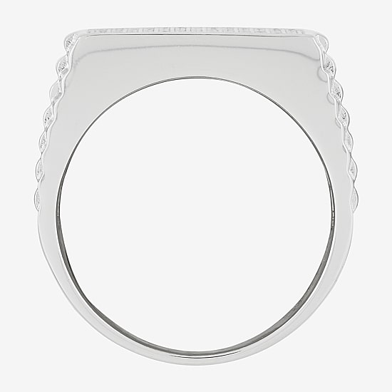 Mens Cubic Zirconia Sterling Silver Square Fashion Ring