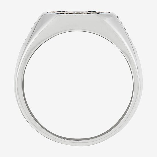Mens Black Cubic Zirconia Sterling Silver Diamond Fashion Ring