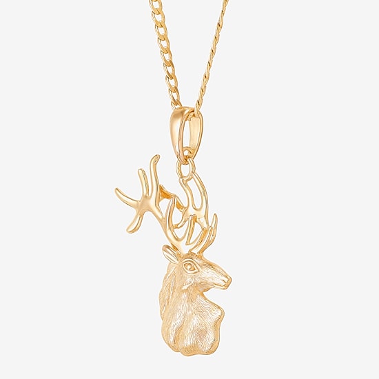 Limited Quantities! Deer Womens 14K Gold Over Silver 22 Inch Pendant Necklace